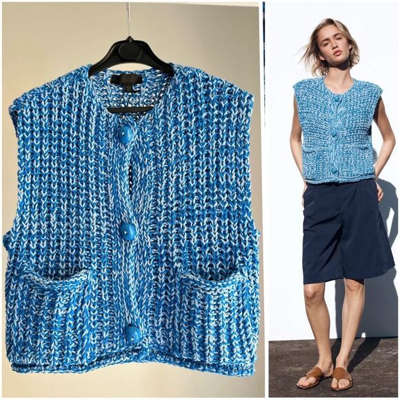ZARA CHUNKY KNIT VEST - Picture 1 of 14